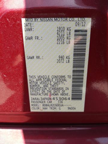 Photo 10 from auction – 2013 NISSAN ALTIMA with VIN 1N4AL3APXDN453064