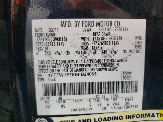 Photo 10 from auction – 2011 FORD F150 SUPER with VIN 1FTFW1ET8BFB24065