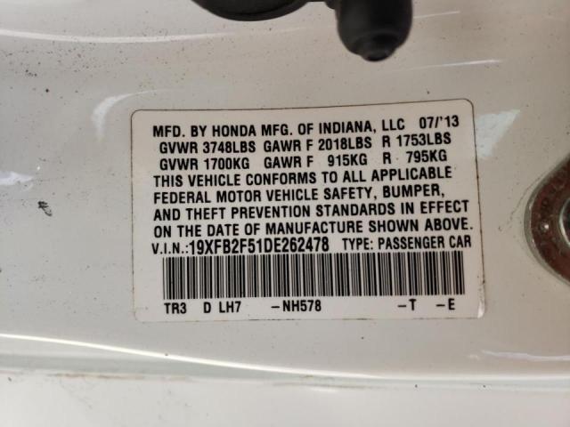 Photo 10 from auction – 2013 HONDA CIVIC LX with VIN 19XFB2F51DE262478