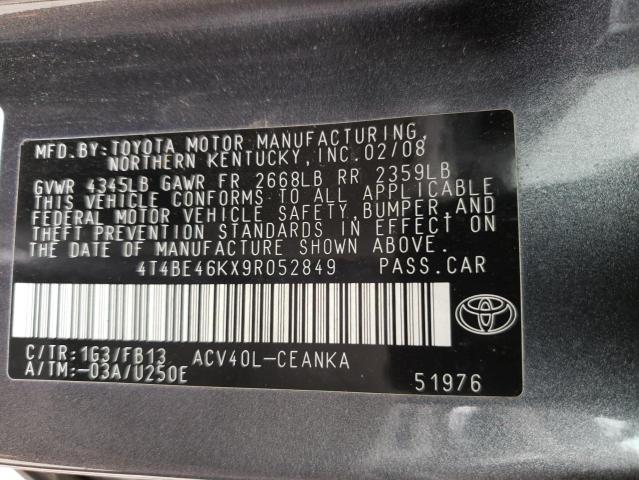 Photo 10 from auction – 2009 TOYOTA CAMRY BASE with VIN 4T4BE46KX9R052849