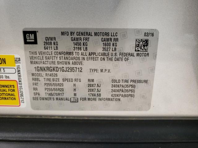 Photo 10 from auction – 2016 CHEVROLET TRAVERSE L with VIN 1GNKRGKD1GJ295712