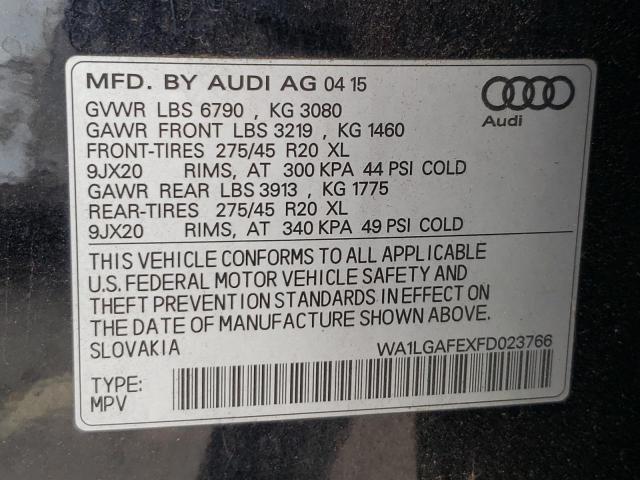 Photo 10 from auction – 2015 AUDI Q7 PREMIUM with VIN WA1LGAFEXFD023766
