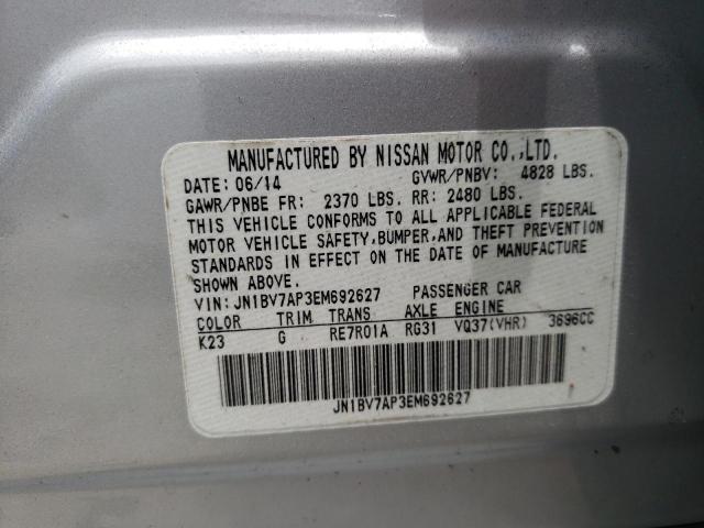 Photo 10 from auction – 2014 INFINITI Q50 BASE with VIN JN1BV7AP3EM692627
