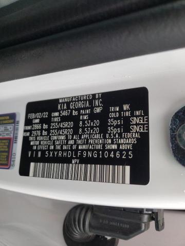 Photo 10 from auction – 2022 KIA SORENTO EX with VIN 5XYRHDLF9NG104625