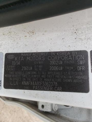 Photo 10 from auction – 2015 KIA FORTE EX with VIN KNAFX4A81F5362378