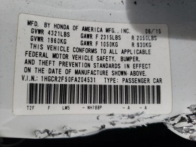 Photo 10 from auction – 2015 HONDA ACCORD SPO with VIN 1HGCR2F50FA204531