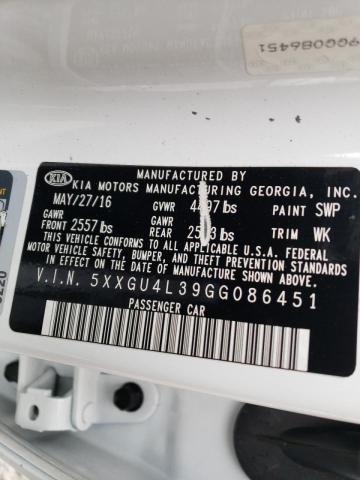 Photo 10 from auction – 2016 KIA OPTIMA EX with VIN 5XXGU4L39GG086451