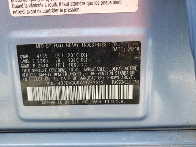 Photo 10 from auction – 2010 SUBARU LEGACY 2.5 with VIN 4S3BMBG6XA3232012