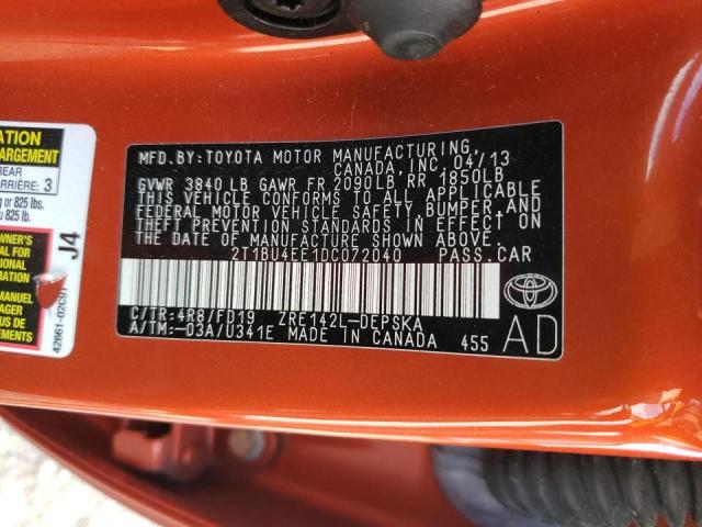 Photo 10 from auction – 2013 TOYOTA COROLLA BA with VIN 2T1BU4EE1DC072040
