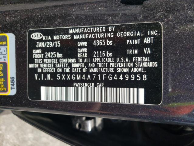 Photo 10 from auction – 2015 KIA OPTIMA LX with VIN 5XXGM4A71FG449958