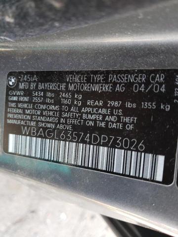 Photo 10 from auction – 2004 BMW 745 I with VIN WBAGL63574DP73026