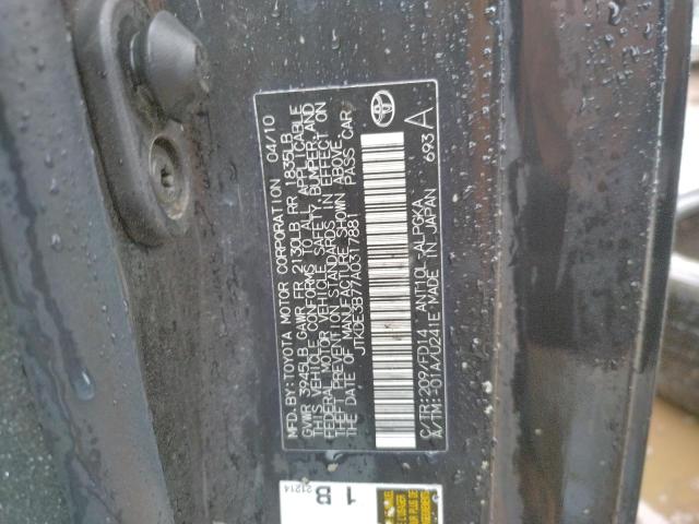 Photo 10 from auction – 2010 TOYOTA SCION TC with VIN JTKDE3B77A0317881
