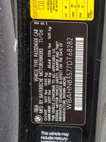 Photo 10 from auction – 2007 BMW 750 with VIN WBAHN83577DT68282
