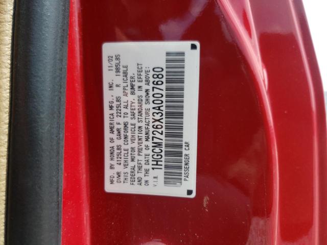 Photo 10 from auction – 2003 HONDA ACCORD EX with VIN 1HGCM726X3A007680