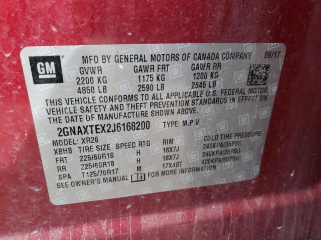 Photo 10 from auction – 2018 CHEVROLET EQUINOX LT with VIN 2GNAXTEX2J6168200