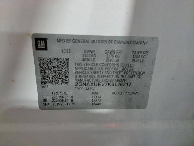 Photo 10 from auction – 2019 CHEVROLET EQUINOX LT with VIN 2GNAXUEV7K6176217