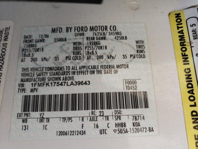 Photo 10 from auction – 2007 FORD EXPEDITION with VIN 1FMFK17547LA39643