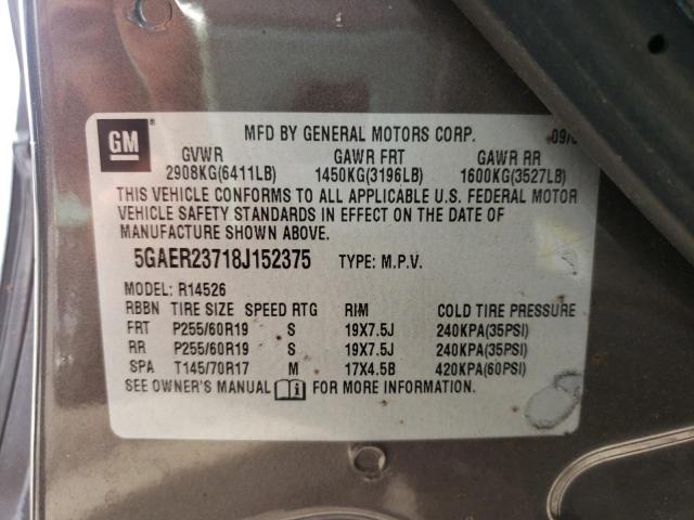 Photo 10 from auction – 2008 BUICK ENCLAVE CX with VIN 5GAER23718J152375