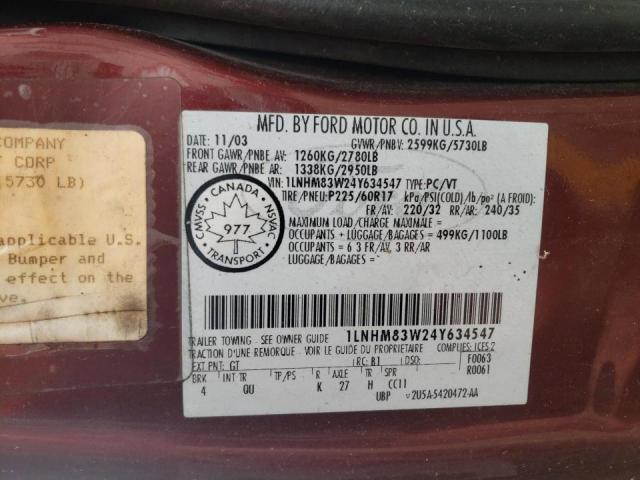Photo 10 from auction – 2004 LINCOLN TOWN CAR U with VIN 1LNHM83W24Y634547