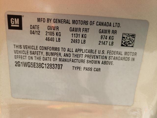 Photo 10 from auction – 2012 CHEVROLET IMPALA LT with VIN 2G1WG5E38C1283707