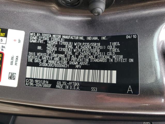 Photo 10 from auction – 2011 TOYOTA SIENNA XLE with VIN 5TDDK3DC7BS004631