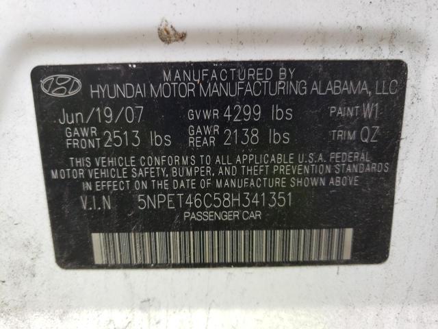 Photo 10 from auction – 2008 HYUNDAI SONATA with VIN 5NPET46C58H341351