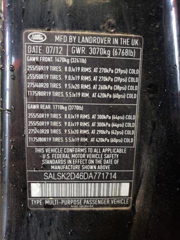Photo 10 from auction – 2013 LAND ROVER RANGE ROVE with VIN SALSK2D46DA771714