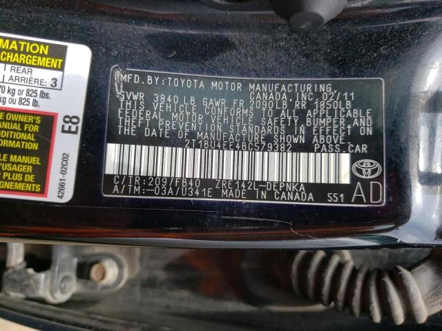 Photo 10 from auction – 2011 TOYOTA COROLLA BA with VIN 2T1BU4EE4BC579382