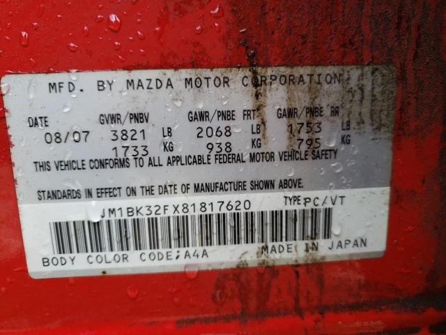 Photo 10 from auction – 2008 MAZDA 3 I with VIN JM1BK32FX81817620
