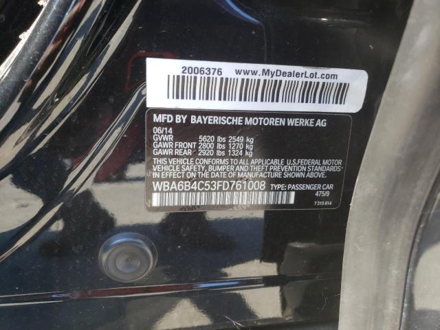 Photo 10 from auction – 2015 BMW 6 SERIES with VIN WBA6B4C53FD761008