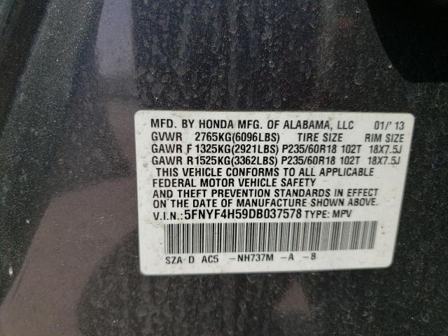 Photo 10 from auction – 2013 HONDA PILOT EXL with VIN 5FNYF4H59DB037578