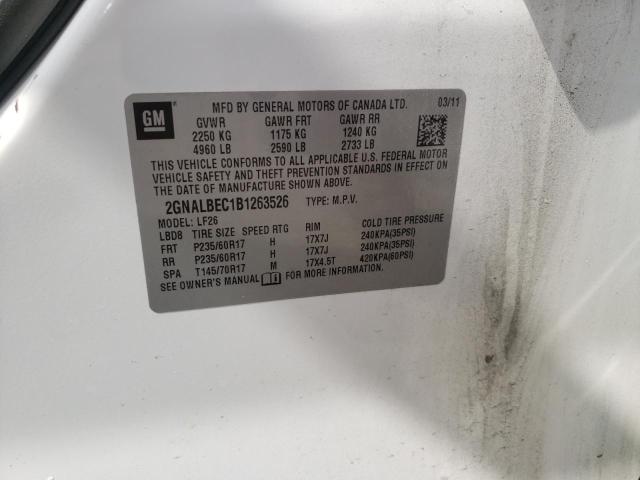 Photo 10 from auction – 2011 CHEVROLET EQUINOX LS with VIN 2GNALBEC1B1263526