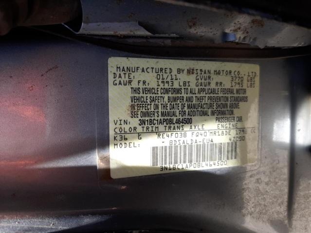 Photo 10 from auction – 2011 NISSAN VERSA S with VIN 3N1BC1AP0BL464500