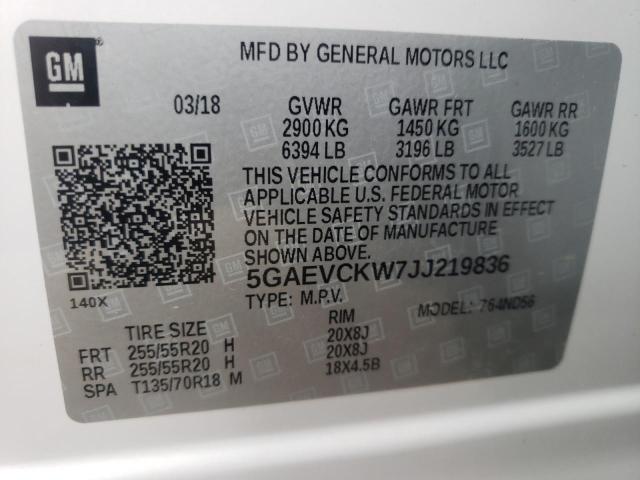 Photo 10 from auction – 2018 BUICK ENCLAVE AV with VIN 5GAEVCKW7JJ219836