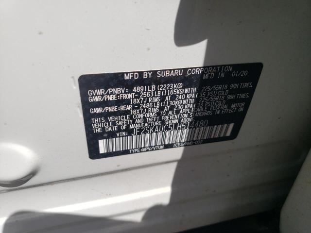 Photo 10 from auction – 2020 SUBARU FORESTER L with VIN JF2SKAUC5LH514480