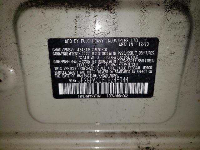 Photo 10 from auction – 2014 SUBARU XV CROSSTR with VIN JF2GPACC6E9248344