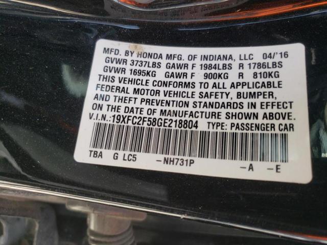 Photo 10 from auction – 2016 HONDA CIVIC LX with VIN 19XFC2F58GE218804