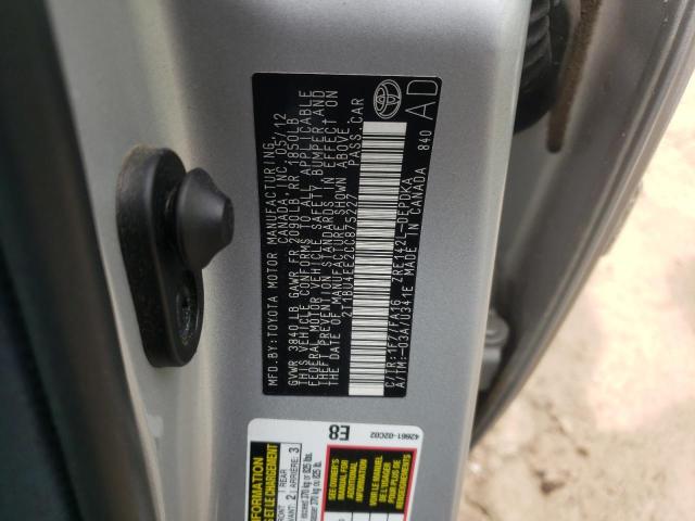 Photo 10 from auction – 2012 TOYOTA COROLLA BA with VIN 2T1BU4EE2CC875227