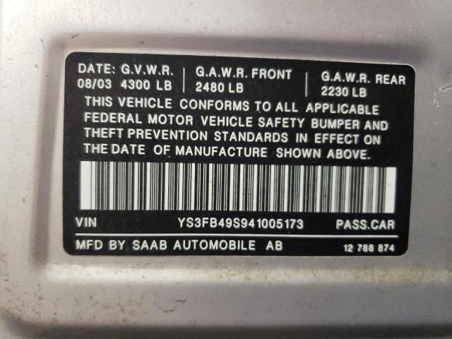 Photo 10 from auction – 2004 SAAB 9-3 LINEAR with VIN YS3FB49S941005173
