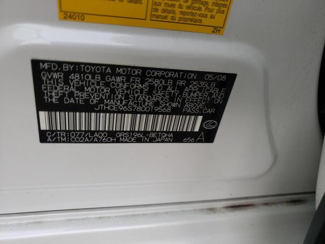 Photo 10 from auction – 2008 LEXUS GS 350 with VIN JTHCE96S780019568