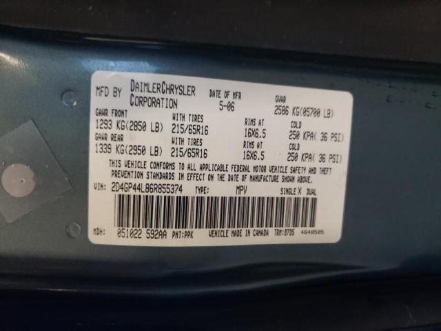Photo 10 from auction – 2006 DODGE GRAND CARA with VIN 2D4GP44L86R855374