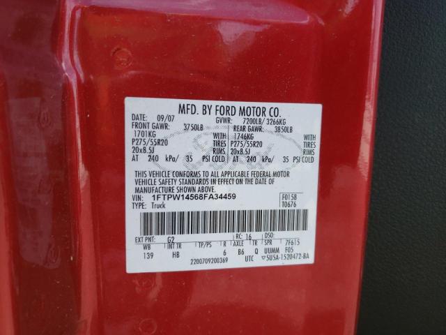 Photo 10 from auction – 2008 FORD F150 SUPER with VIN 1FTPW14568FA34459
