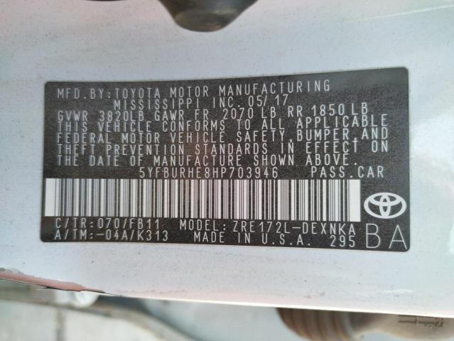 Photo 10 from auction – 2017 TOYOTA COROLLA L with VIN 5YFBURHE8HP703946