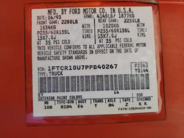 Photo 10 from auction – 1993 FORD RANGER with VIN 1FTCR10U7PPB40267