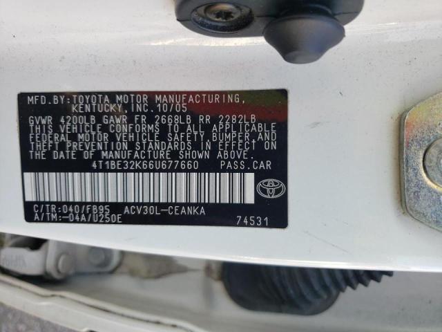 Photo 10 from auction – 2006 TOYOTA CAMRY LE with VIN 4T1BE32K66U677660