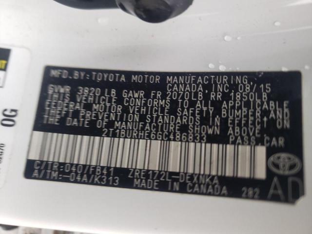 Photo 10 from auction – 2016 TOYOTA COROLLA L with VIN 2T1BURHE6GC486833