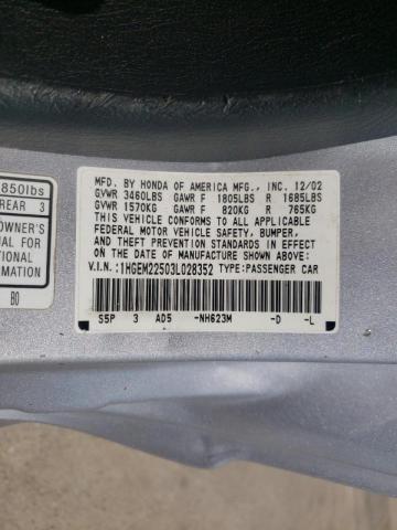 Photo 10 from auction – 2003 HONDA CIVIC LX with VIN 1HGEM22503L028352