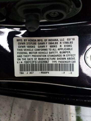 Photo 10 from auction – 2018 HONDA CIVIC LX with VIN 19XFC2F57JE028967