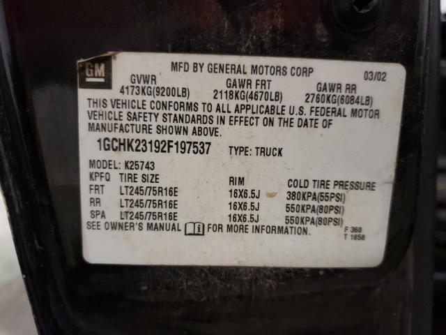 Photo 10 from auction – 2002 CHEVROLET SILVERADO with VIN 1GCHK23192F197537