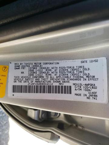 Photo 10 from auction – 2003 LEXUS RX 300 with VIN JTJHF10U830312112